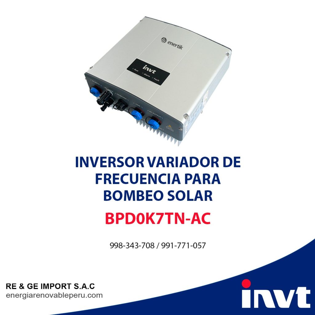 Inversor variador de frecuencia para bombeo solar